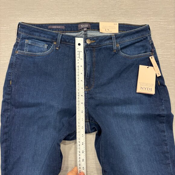 NYDJ Sheri Slim Jeans Womens 16W 36x30 Blue Straight Leg Lift Tuck Tech Denim - Picture 9 of 16